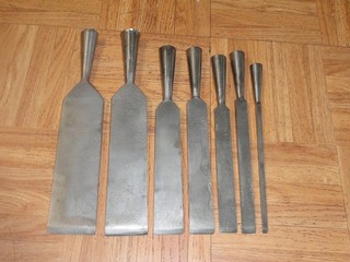 Vtg 7 Piece The James Swan Co. Bevel Socket Chisels