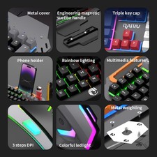 Rainbow LED Gaming Keyboard and Backlit Mouse Combo for Laptop PC Computer Game
