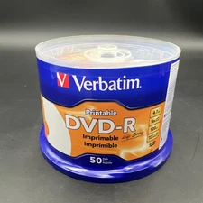 50 VERBATIM Life Series DVD-R 16X 4.7GB White Inkjet Printable Spindle 