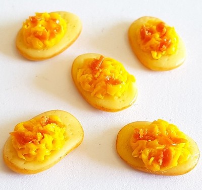 20 Dollhouse Miniature Egg & Bacon on Toast Doll Mini Food Handmade Clay Bread