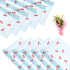 Flower Wrapping Paper, 22 Inch Light Blue Waterproof Floral Paper, 10 Sheets