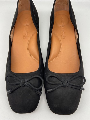 Zapatos planos de terciopelo Gentle Souls by Kenneth Cole para mujer talla 8 negros marinero ballet - Imagen 2 de 12