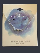 Blue CZ Necklace And Stud Earring Set Watercolor Star Set