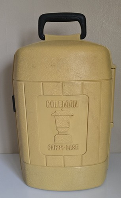 #ad Vintage Coleman Lantern Carry Case Yellow Beige Hard Case w Paperwork $49.99