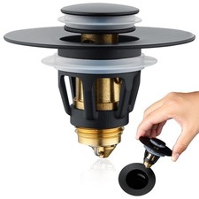 Universal Sink Stopper Drain Plug Bounce Core Filter Matte Black 1.25 Inch