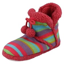 Mädchen Spot On Flache Pom Pom Detail Bootee Hausschuhe "X2R028"