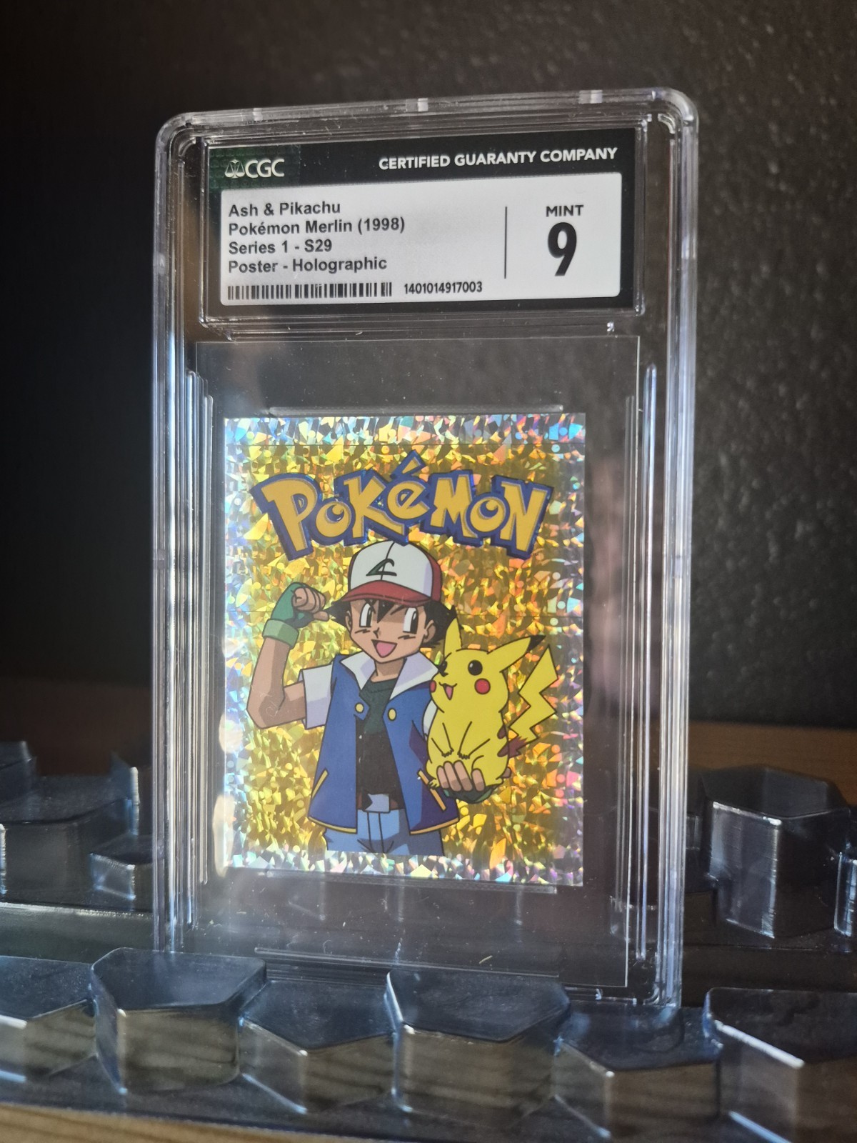 1999 MERLIN POKEMON ASH PIKACHU-PRISM #S29 PSA 9 MINT