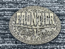 Vintage 1970s FRONTIER Hotel Las Vegas Brass Metal Belt Buckle