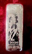 Scottsdale 2026 Lunar Year of the Horse 100 gram 3.215 oz silver Bar 96.63 per troy oz