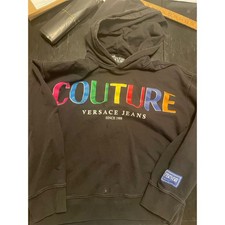 Versace Jeans Couture Black COUTURE Rainbow Logo Hoodie Sweatshirt Size S