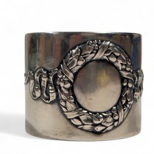 Rond de Serviette en Argent 800 Couronne de Lauriers et Rubans Orfèvre Allemand