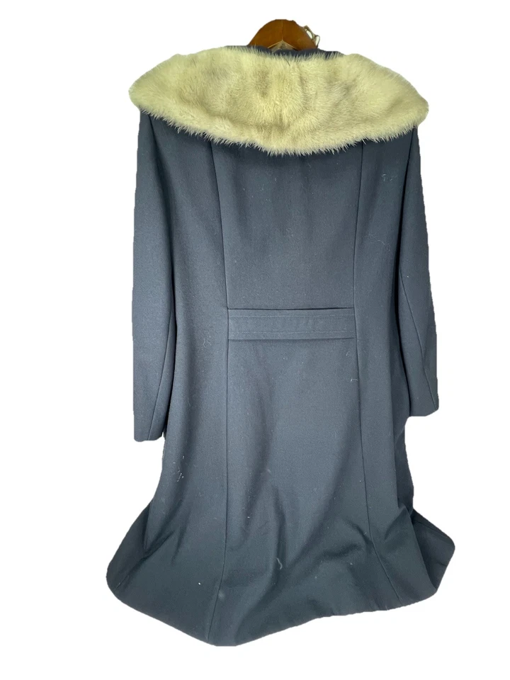 1960's 1950s Vintage Coat WOOL MINK FUR Collar Jacket Women Double Breasted Mod - Image 3 of 4