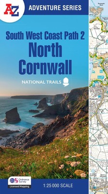 South West Coast Path 2 North Cornwall: mit Ordnance Survey Kartierung von A-Z Karten