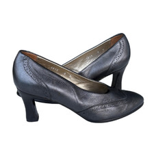 Vintage Joan David Gunmetal Leather Pumps Handmade in Italy Women s Size 8