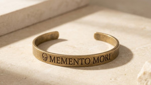 Authentic Memento Mori Cuff Bracelet Handmade | Stoic Philosophy Bracelet
