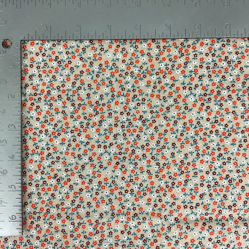 Vintage Concord dainty floral cotton fabric & brown earth toned flower print - Picture 4 of 8