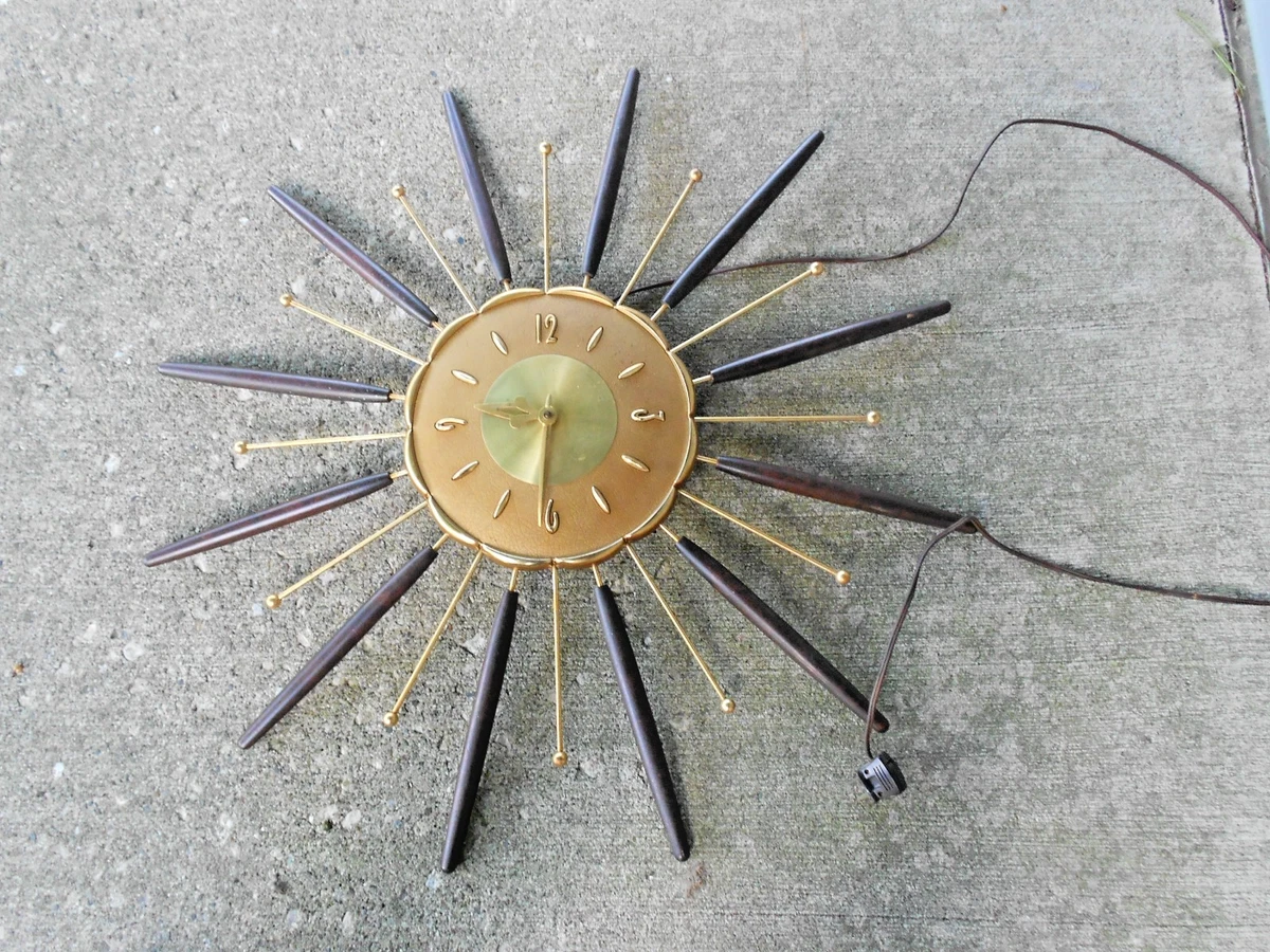 25+ Mid Century Modern Sunburst Clock Indiana Collectible Wall