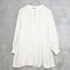 URBAN OUTFITTERS Agatha White Puff Sleeve Mini Dress Size M Eyelet Lace Romantic