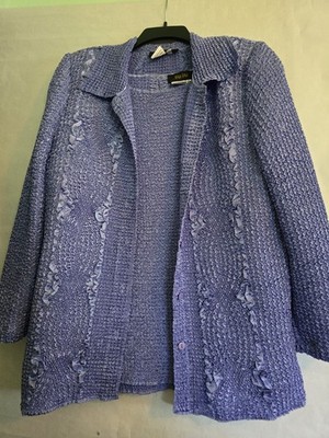 Bala Bala XL Twin Set Periwinkle Blue Crinkle Jacket & Short Sleeve Blouse