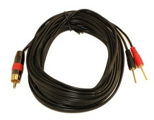 25ft 1 Wire SubWoofer 18AWG 1 RCA to 2 Pos/Neg Speaker Connects Cable