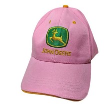 John Deere Pink Baseball Cap Hat Embroidered Logo Adjustable Strapback Cotton