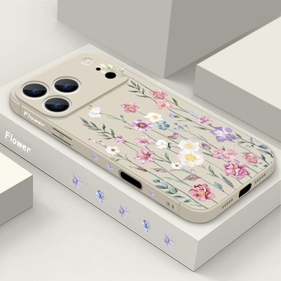 Mädchen Blumen TPU Handy Hülle für iPhone 17 16 15 Pro Max Air 14 13 12 11 Case
