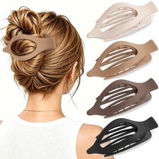 4 PCS Large Flat Hair Clips for Women Girls, French Concord Lay Down Flat Claw..