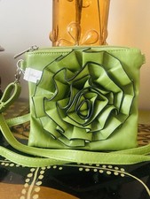MELLOW WORLD Large 3D Flower Crossbody Purse Vegan Green Leather New With Tags