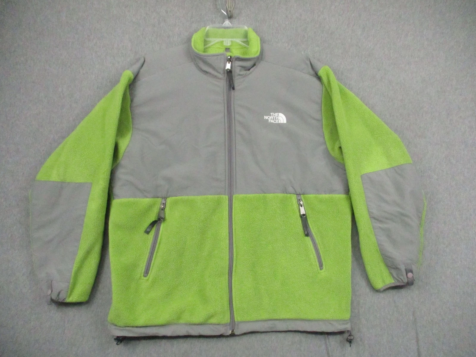 North Face Jacket Youth XL Green Gray Fleece Polartec Full Zip Outdoors Winter