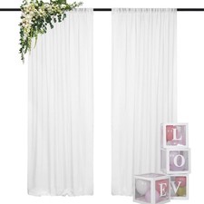 Chiffon Backdrop Curtain 2 Panels 29x84 Inch White Sheer Photography Drape