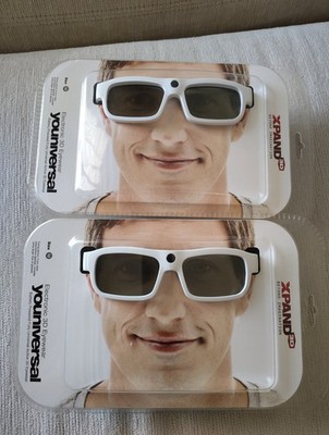 Lot of 2 Xpand X104MX1 YOUniversal Active Shutter 3D Glasses, Medium (White)