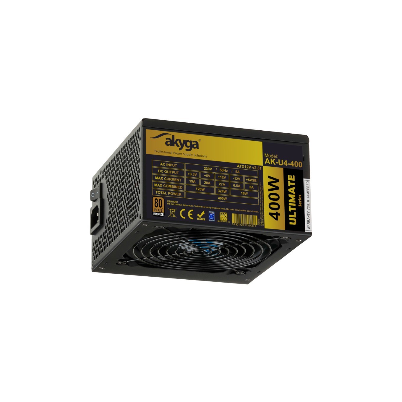 400W Power Supply ATX P4+4 PCI-E 6pin 6+2pin 6x SATA AK-U4-400