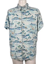 IZOD Saltwater Relaxed Classics Mens Hawaiian Short Sleeve Shirt Large