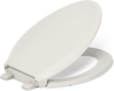 KOHLER 4636-RL-47 Cachet Almond Slow-Close Elongated Toilet Seat, Quiet Lid
