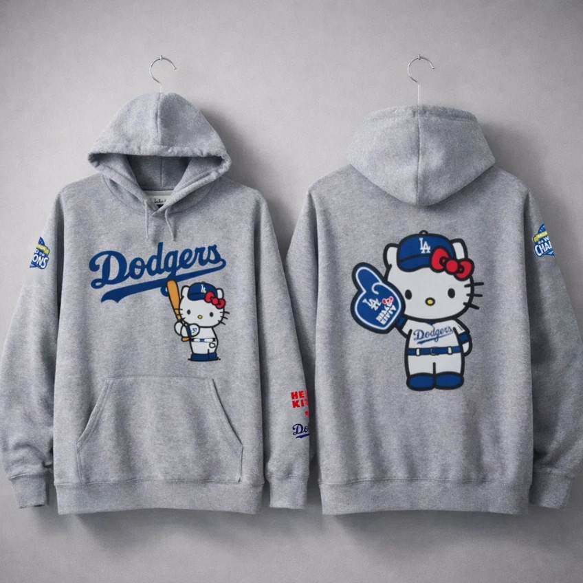 SALE 30% HOT ITEM! Hello Kitty La Dodgers Grey Hoodie Giveaway