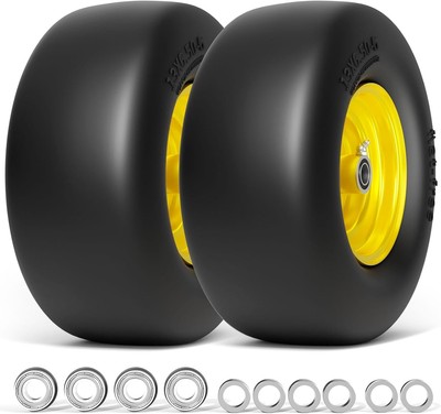 13x6.50-6 Lawn Mower Tires Flat Free, Zero Turn Front 13x6.5-6, yellow 