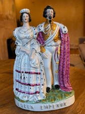 Antiker viktorianischer Staffordshire Queen Victoria Napoleon III Flatback um 1854 29 cm