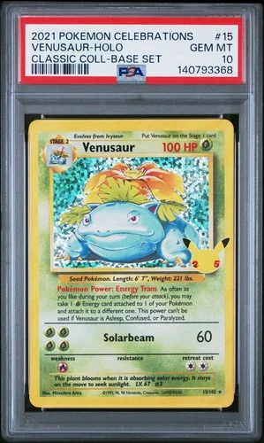 2021 POKEMON CELEBRATIONS CLASSIC COLLECTION #15 VENUSAUR-HOLO PSA 10