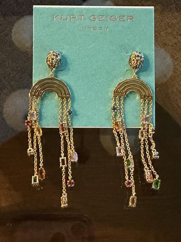 Kurt Geiger London Crystal Chain Chandelier Earrings NWT - Picture 7 of 9