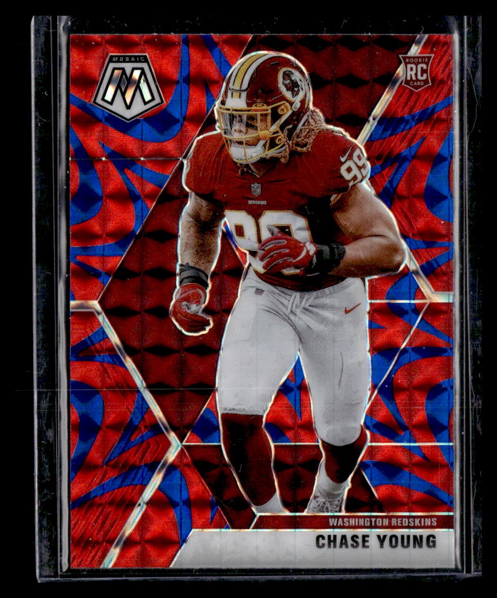 2020 Panini Mosaic #202 Chase Young Prizm Reactive Blue Rookie JH01