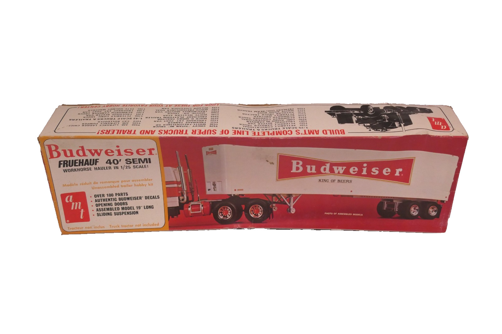 Amt Budweiser Fruehauf 40’ Semi Trailer 1/25 Model Kit T552 Complete-image