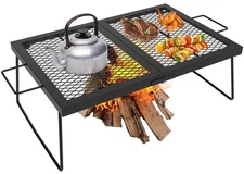 Folding Campfire Grill Grate Heavy Duty Steel for Over Fire Pit Cooking