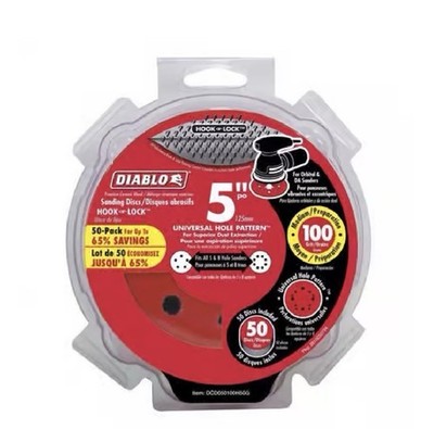 Diablo 5  100 Grit Sanding Discs 50 Pack Hook & Loop Orbital Sander Universal