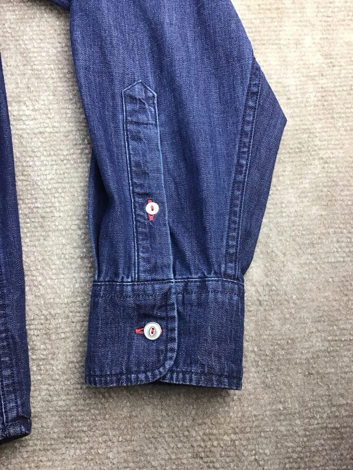 Рубашка повседневная/платье мужская размер большой с длинным рукавом синяя мягкая джинсовая ткань хлопок  - Изображение 4 из 4