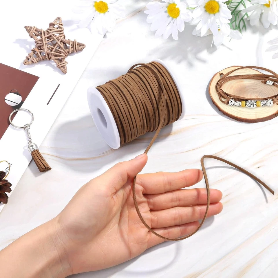 Cuerda de cuero plana, cinta de gamuza para hacer joyas, cuerda de cuero para Foto 3 de 4