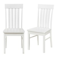 COSTWAY Dining Chairs Set of 2 Dining Room Chairs with Hollowed Backrests-White