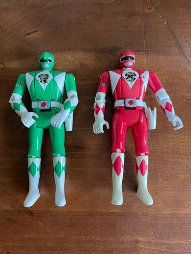Red (Jason) & Green (Tommy) Power Ranger Tommy Flip Head Figure Vintage 1993