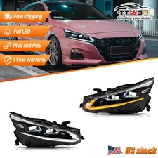 Pair Full LED Headlights For 2019-2024 Nissan Altima Sequential Front Lamps DRL