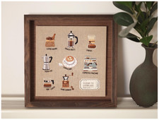 Cafe Folio Kaffee Stickerei Zum Selbermachen Bastelsets | Wandkunst Rahmen