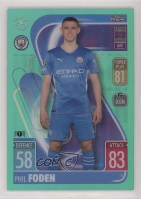 2021 Chrome Match Attax UEFA Champions League Aqua Refractor /150 Phil Foden n0c